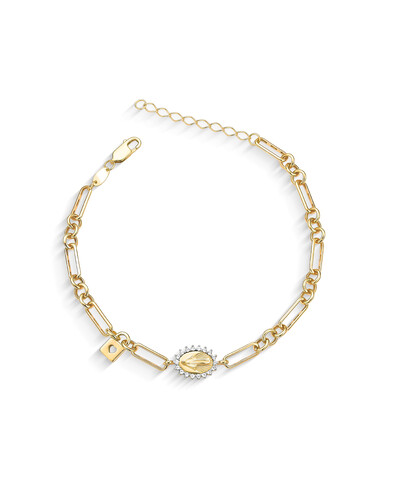 Foto Pulseira Nossa Senhora das Graças Topázio Branco | Ouro Amarelo 18K