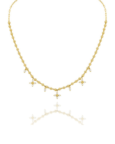 Foto Colar Gabi Três Flores Diamante | Ouro Amarelo 18K