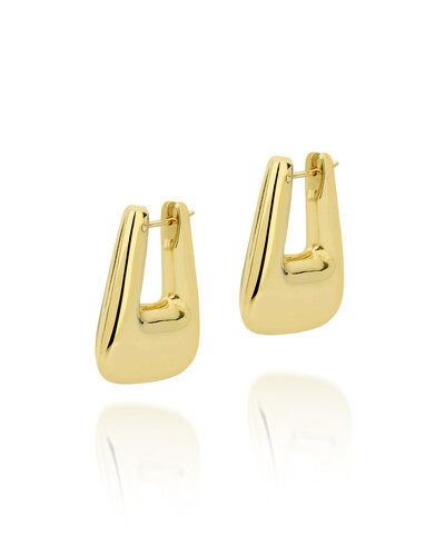 Foto Brinco Argola Retangular Arredondada | Ouro Amarelo 18k
