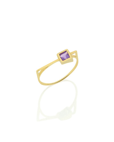 Foto Anel Ametista Carré | Ouro Amarelo 18k