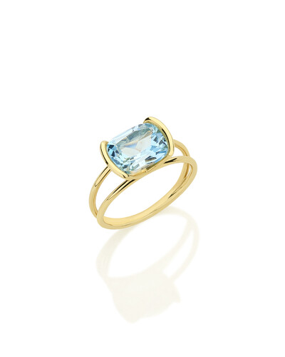 Foto Anel Topázio Azul | Ouro Amarelo 18k