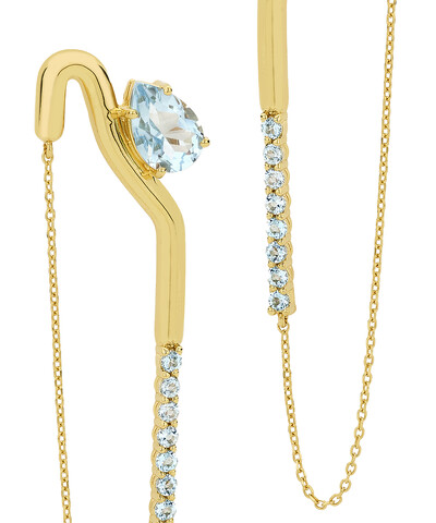 FotoBrinco Hygge Corrente Topázio Azul | Ouro Amarelo 18k