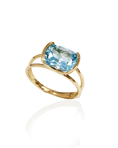 Foto Anel Topázio Azul | Ouro Amarelo 18k