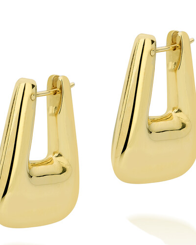 Foto Brinco Argola Retangular Arredondada | Ouro Amarelo 18k
