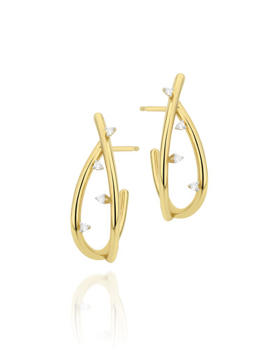 Foto Brinco Gota Vazada Diamante | Ouro Amarelo 18k