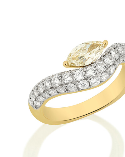 FotoAnel Curvo Diamante Pavê | Ouro Amarelo 18k