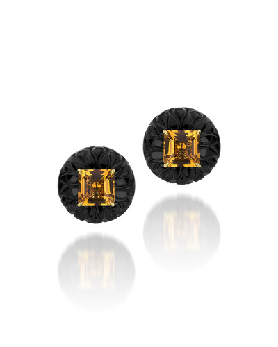 Foto Brinco Onix e Citrino | Ouro Amarelo 18k