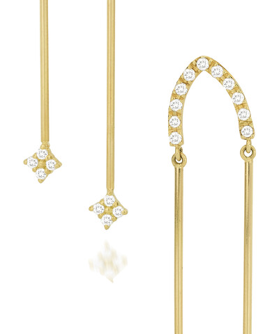 FotoBrinco Palito Duplo Diamante | Ouro Amarelo 18K
