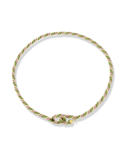 Foto Colar Fio Seda Torcido Verde | Ouro Amarelo 18K