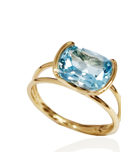FotoAnel Topázio Azul | Ouro Amarelo 18k