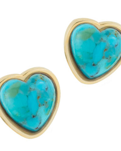 FotoBrinco Coração Turquesa Cabochão | Ouro Amarelo 18K