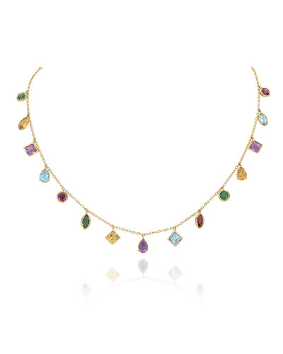 Foto Colar Pedras Coloridas | Ouro Amarelo 18k