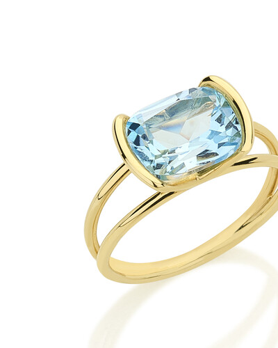 Foto Anel Topázio Azul | Ouro Amarelo 18k