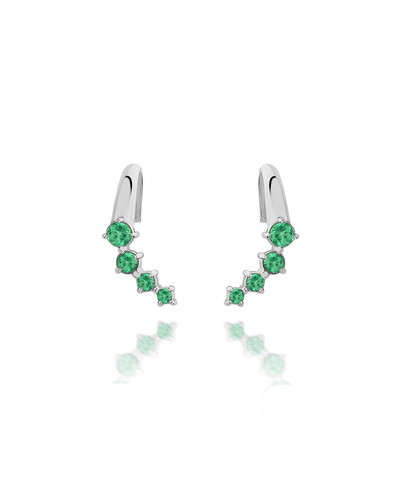 Foto Brinco Degrade Esmeralda | Ouro Branco 18k