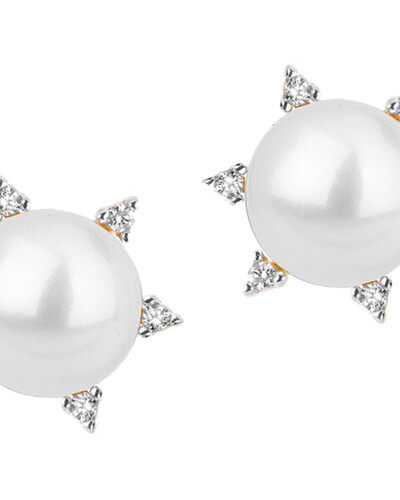 FotoBrinco Pérola com Seis Diamantes | Ouro Amarelo 18K