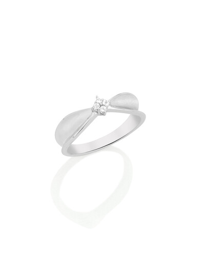 Foto Anel Aro Curvado Quatro Topázios Branco | Ouro Branco 18k