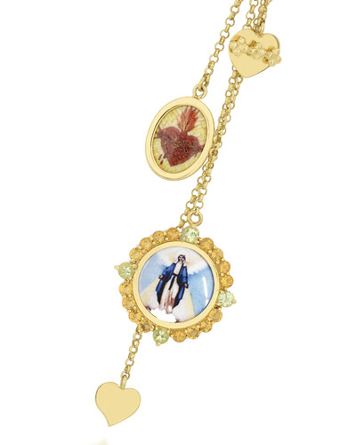 FotoPingente Penca Nossa Senhora das Graças Sagrado Coração | Ouro Amarelo 18k