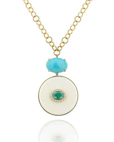 FotoColar Placa Turquesa e Esmeralda | Ouro Amarelo 18k