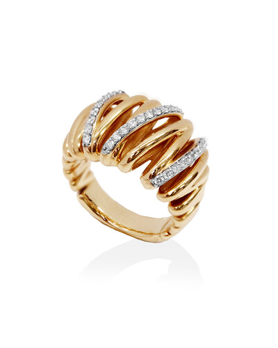 Foto Anel Gomos Três Filetes Diamantes | Ouro Amarelo 18k