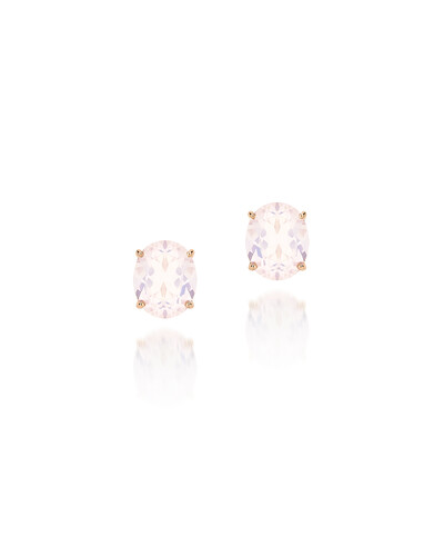 Foto Brinco Quartzo Rosa Oval | Ouro Rosé 18k