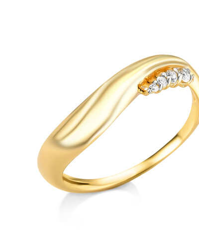 FotoAnel Curvo Topázio Branco | Ouro Amarelo 18K