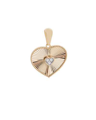 Foto Pingente Coração Rajado Diamante | Ouro Amarelo 18K