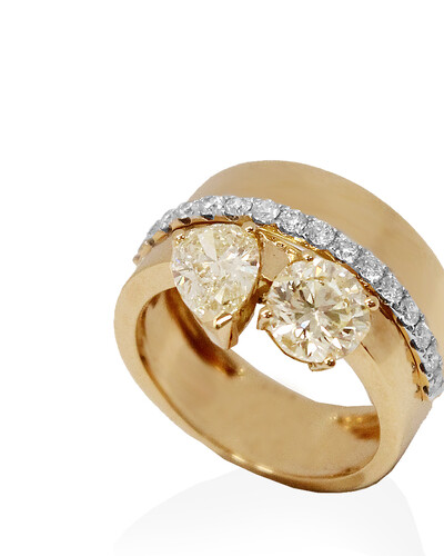 FotoAnel Largo Diamante Yellow | Ouro Amarelo 18k