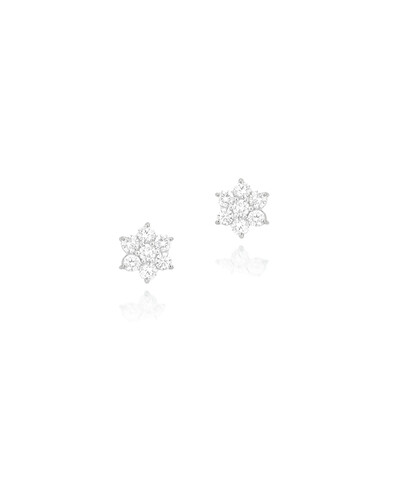 Foto Brinco Flor Diamante 4PTS | Ouro Branco 18K