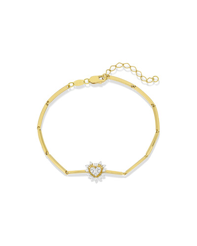 Foto Pulseira Canutilho Coração Diamante | Ouro Amarelo 18K