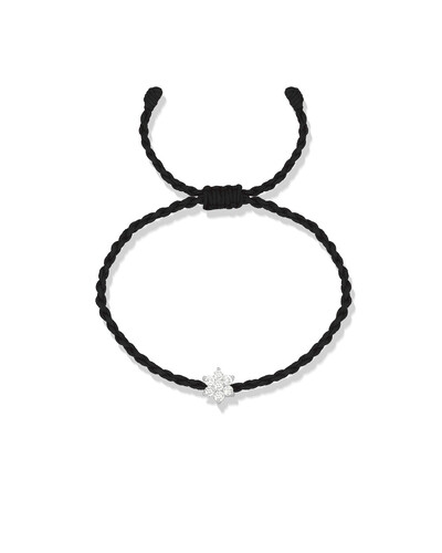 Foto Pulseira Trançada Flor Diamante | Ouro Branco 18K