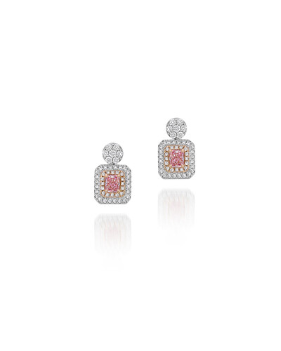 Foto Brinco Diamante Rosa | Ouro Branco 18k