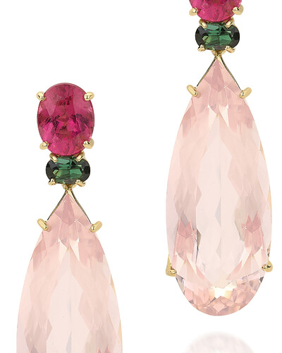 Foto Brinco Quartzo Rosa e Turmalina | Ouro Amarelo 18k