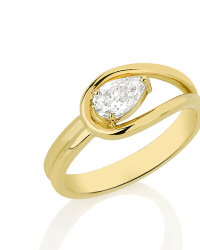FotoAnel Diamante Gota | Ouro Amarelo 18K