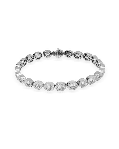 Foto Pulseira Riviera Oval Diamante | Ouro Branco 18k