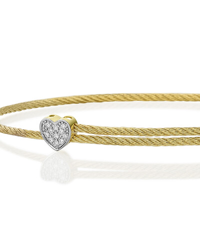 Foto Pulseira Fio Torcido Dois Corações | Ouro Amarelo 18k