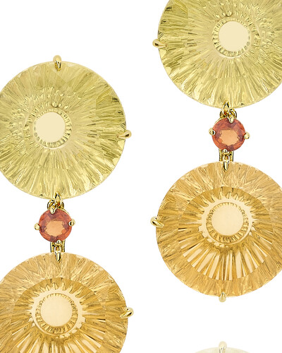 Foto Brinco Citrino, Green Gold e Safira Laranja | Ouro Amarelo 18k