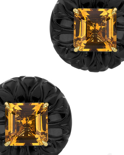 Foto Brinco Onix e Citrino | Ouro Amarelo 18k