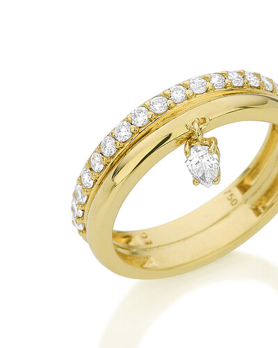 Foto Anel Voyage Liso Gota Diamante | Ouro Amarelo 18k