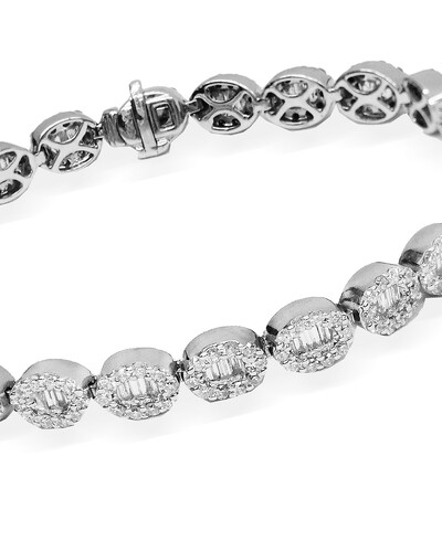 FotoPulseira Riviera Oval Diamante | Ouro Branco 18k