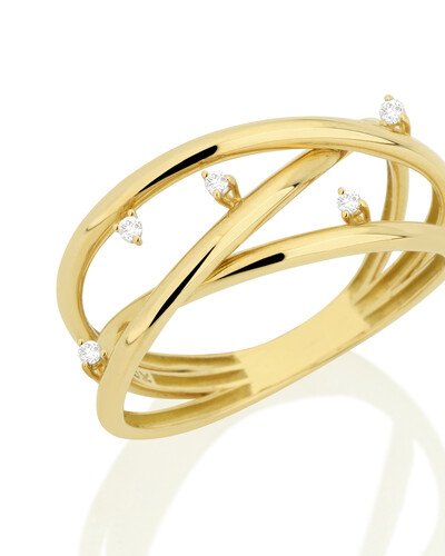 FotoAnel Três Aros Cruzados Diamante | Ouro Amarelo 18k