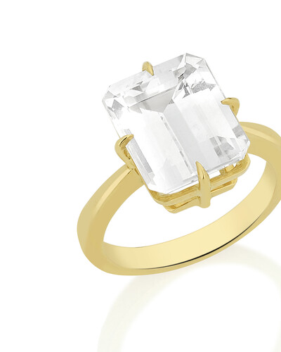 FotoAnel Topázio Branco | Ouro Amarelo 18k