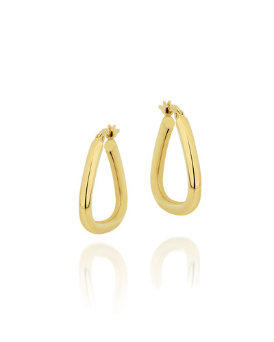 Foto Brinco Argola Triangular Arredonda | Ouro Amarelo 18K