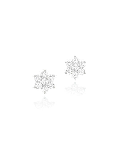 Foto Brinco Flor Diamante 10PTS | Ouro Branco 18K