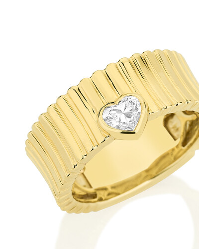 FotoAnel Filetes Coração Diamante | Ouro Amarelo 18k
