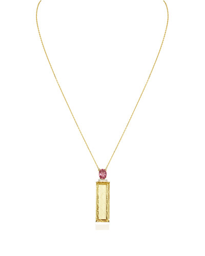 Foto Colar Turmalina Champanhe, Turmalina Rosa e Diamante Brown | Ouro Amarelo 18k