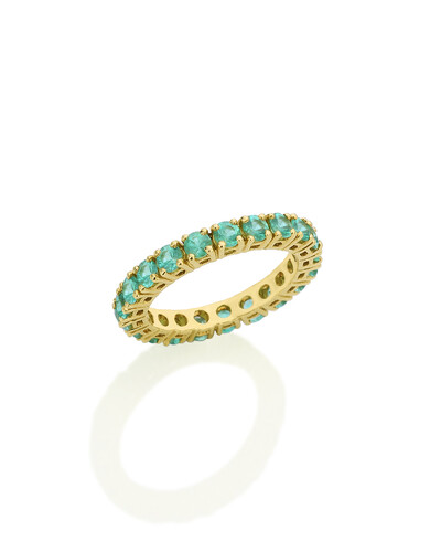 Foto Aliança Esmeralda | Ouro Amarelo 18k