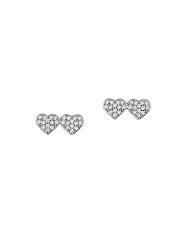 Foto Brinco Dois Corações Diamante | Ouro Amarelo 18K
