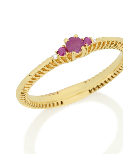 FotoAnel Rubi e Diamante | Ouro Amarelo 18k