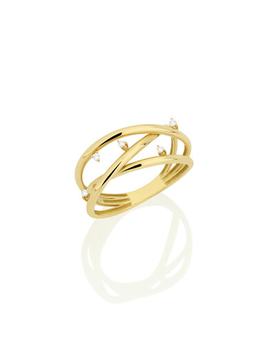 Foto Anel Três Aros Cruzados Diamante | Ouro Amarelo 18k