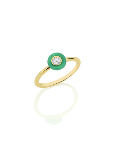 Foto Anel Pneu Ágata Verde Diamante | Ouro Amarelo 18k